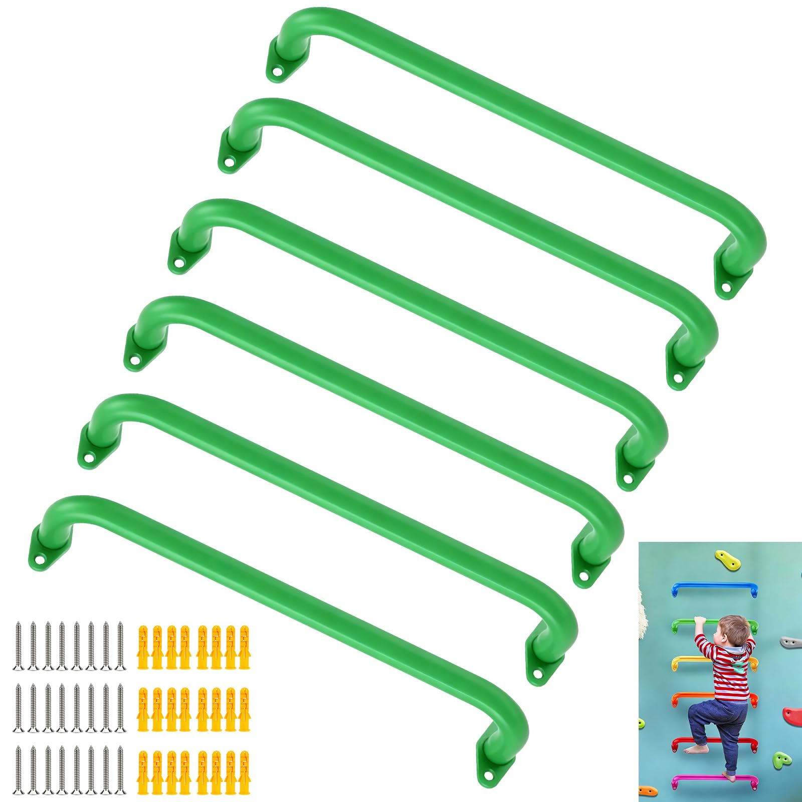BiJun Asas de metal de 17 pulgadas, barras de mono para interiores, barras de agarre de techo resistentes para interiores y exteriores, marcos de escalada, casas de árboles y escaleras de pared (verde