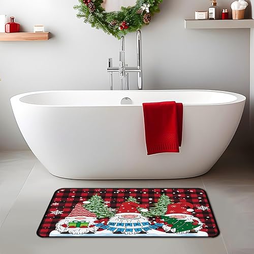 Miniatura 6 de Genhuyiz Alfombra de gnomo de Navidad de 20 x 40 pulgadas, para interiores y exteriores, tapete de invierno para puerta de nieve, antideslizante,