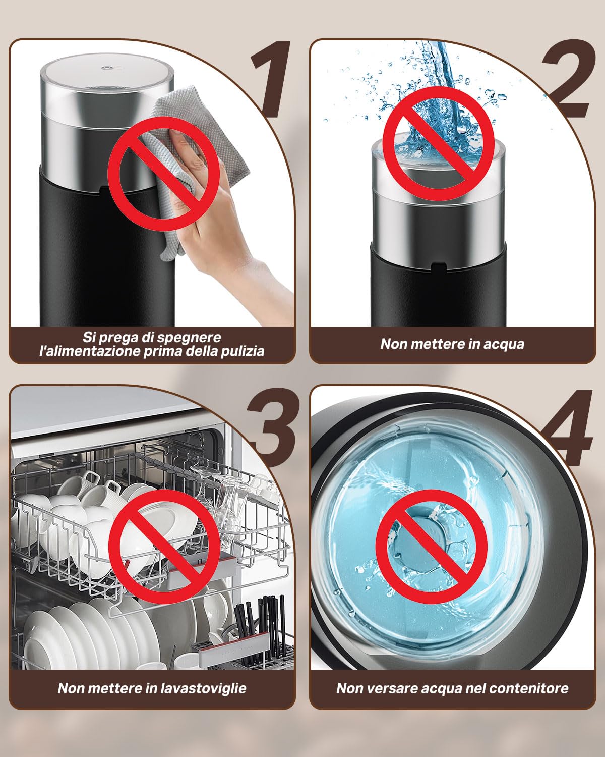 Maxesla Macina Caffè, Macinacaffè Elettrico, Macinatore di Spezie Silenzioso, Mulino da Caffè One Touch, Utilizzato per Fagioli, Spezie con Spazzola Pulita, Acciaio Inossidabile, HB-180-IT