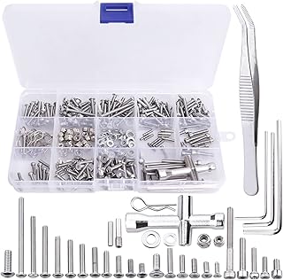 AllinRC 286pcs RC Screw Kit M2.5 M3 M4 Hex Screws Washers Lock Nuts Body Clips Wheel Pins Cross Wrench Hardware Fastener for 1/10 Traxxas Slash 4x4 2WD