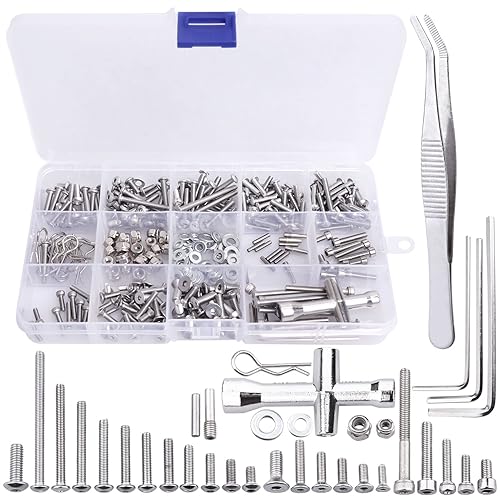 Miniatura 1 de Kit de tornillos RC M2.5 M3 M4, arandelas, tuercas de bloqueo, clips de cuerpo, pasadores de rueda, llave cruzada, cierre de hardware para 110