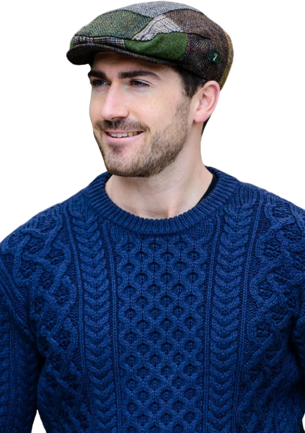 Irish Tweed Patch Cap, Trinity Style, 100% Irish Wool, Made in Ireland