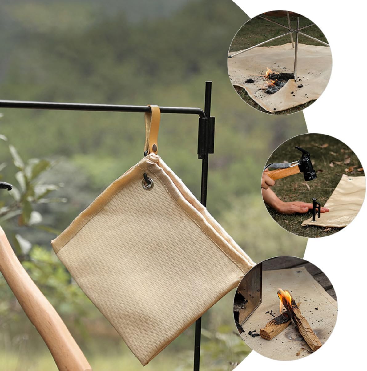 PAREKS 4pcs Accessories Camping Retardant Pad Thermal Grass Blanket Lawn Smoker Floor Fireplace Blankets Burning/BBQ Grill Fire Mat Duty Outdoor Cloth Supply X Cushion Mats Shield/2168