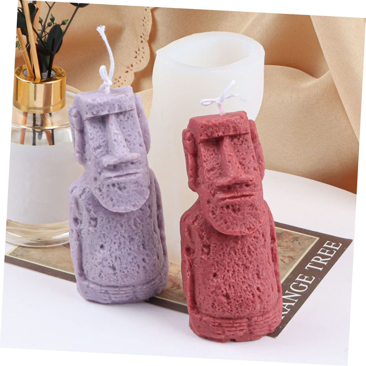 Anneome Stampo Candele in Silicone Riutilizzabile Forma di Statua Isola di Pasqua per Creare Candele Profumate Fai da Te