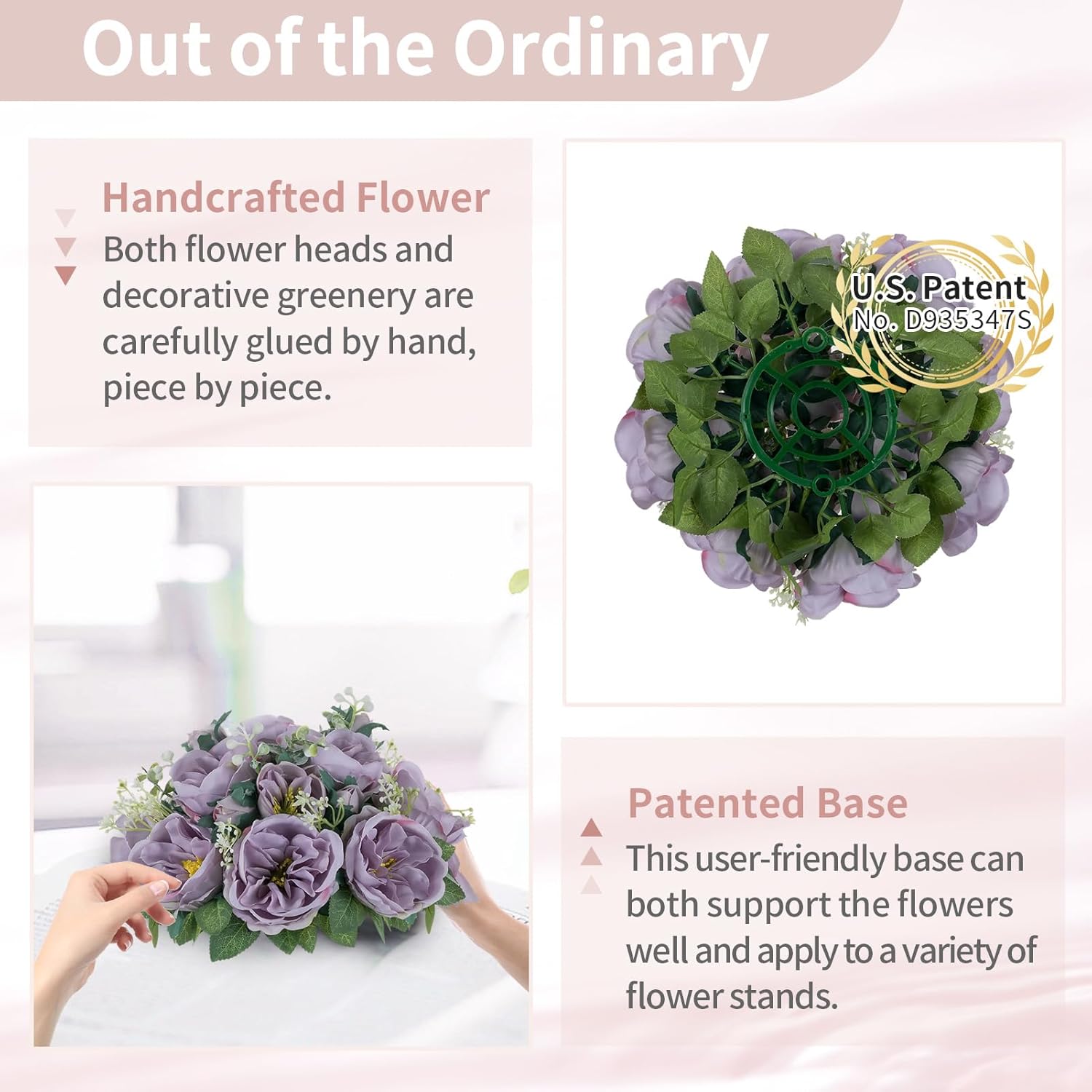 NUPTIO Artificial Flowers Ball Centerpieces: 2 Pcs 9.8 Inch Diameter Fake Kissing Rose Floral Balls for Wedding Party Bridal Shower Valentine Home - Purple Bouquet Arrangement Decorations for Table - Image 6