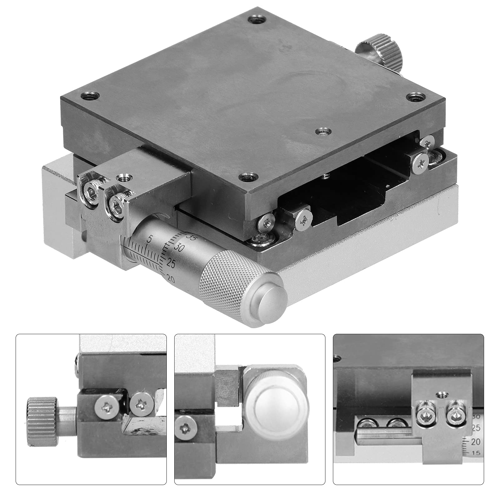 Piattaforma di spostamento con guida lineare a sfere con regolazione fine manuale della fase scorrevole ZLBS60 60x60mm, movimento fluido ad alta precisione, apparecchiatura di misurazione ottica ada