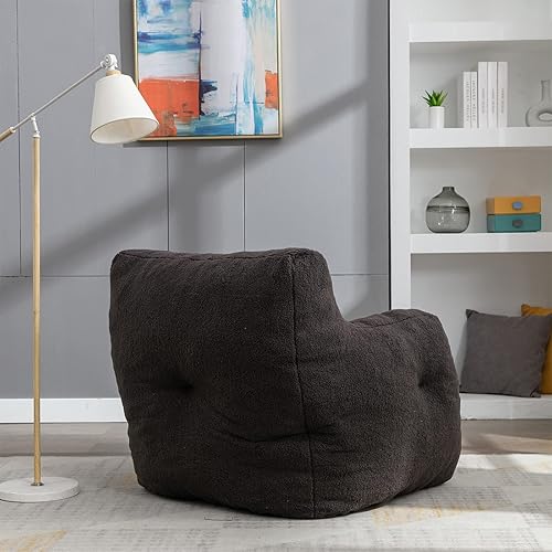 Miniatura 5 de Beanbags - Silla puff de tela de peluche ultra suave para adultos y niños, cómoda silla de ocio para dormitorio, sala de estar, apartamento, gris