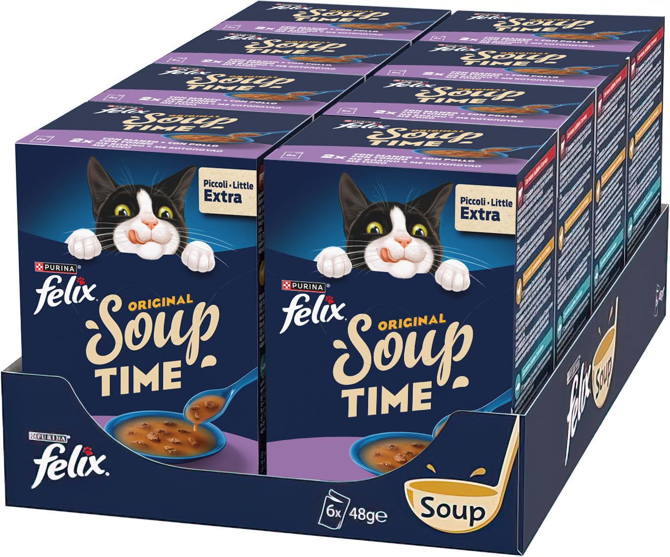 FELIX Soup Time Original Cibo Umido per Gatti Adulti, 48 Bustine da 48g