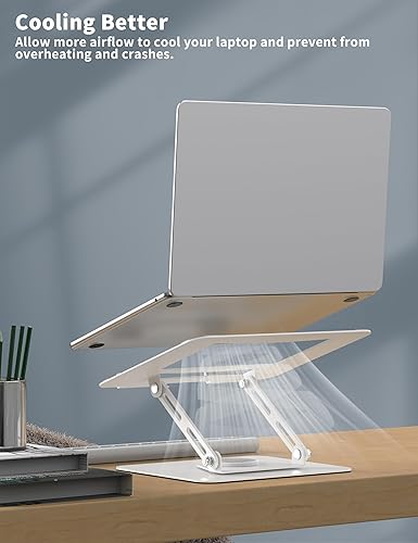 Miniatura 4 de ALASHI Soporte para computadora portátil para escritorio con base giratoria de 360, soportes ajustables para laptop multiángulo, elevador plegable