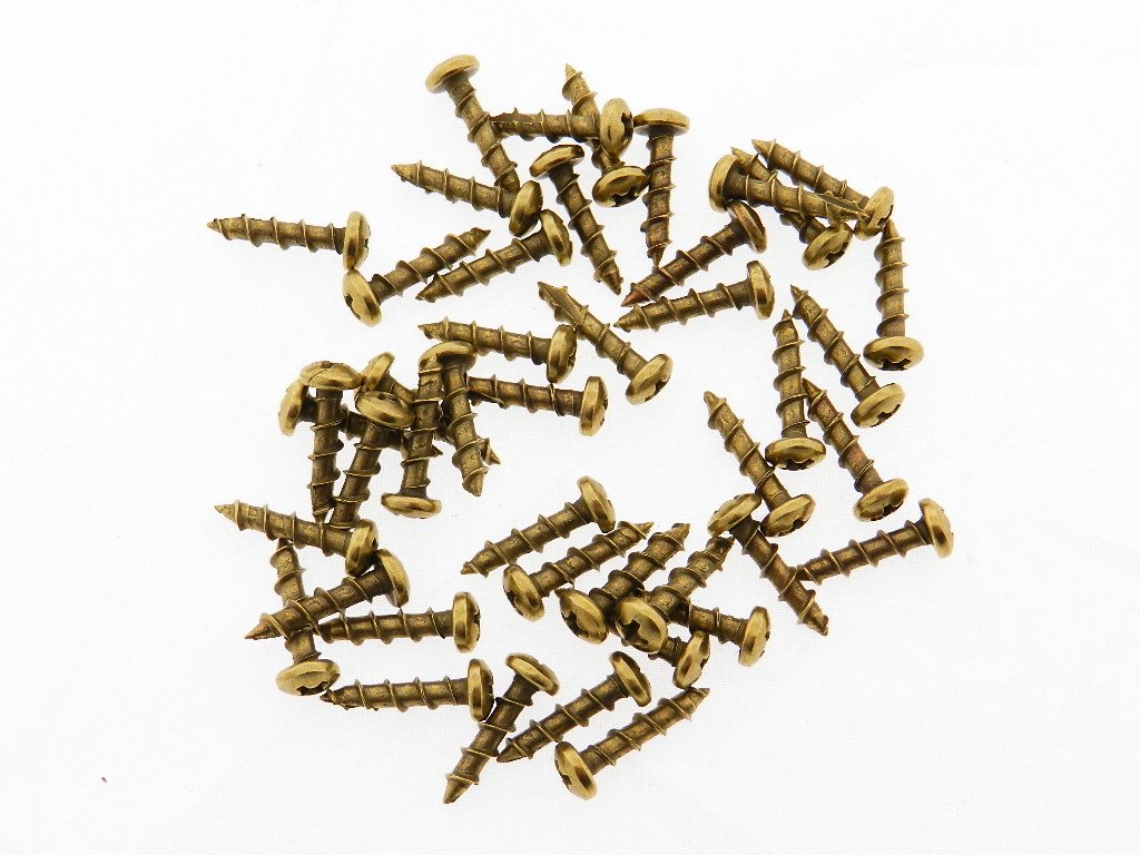 25 Pack Bright Brass Screws and Bumpers 5/8" Self Tapping Phillips Pan