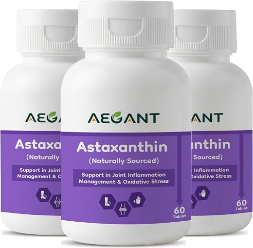 AEGANT Astaxanthin Tablets 4mg | Powerful Antioxidant for Skin, Eye & Joint Health | Supports Immunity & Reduces Oxidative...