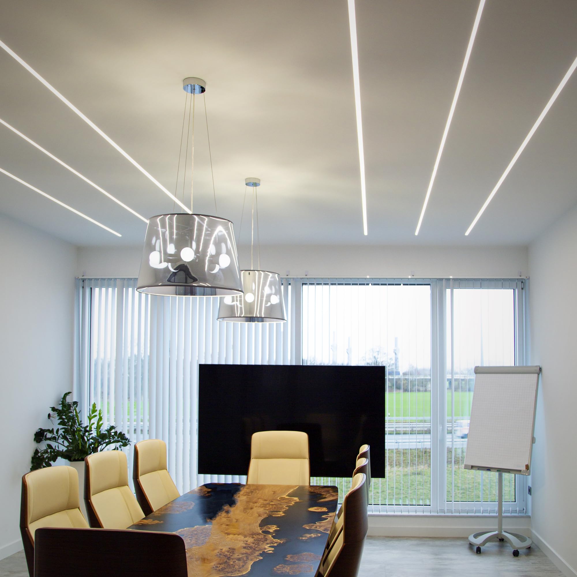 HEXIM Profili in alluminio LED, profili per pareti a secco in alluminio da incasso con copertura opalina, varie larghezze - (10 metri, 20mm larghezza luce)