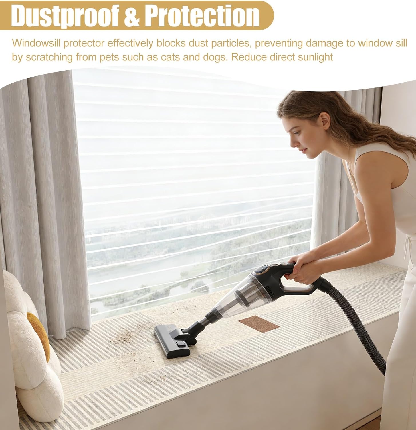 Customizable Waterproof Bay Window Cushion, Modern Decorative Leather Window Sill Mat, Trimmable Anti-skid TV Stand Cushion, Easy to Clean(Style A,L290x50cm(114x20"))