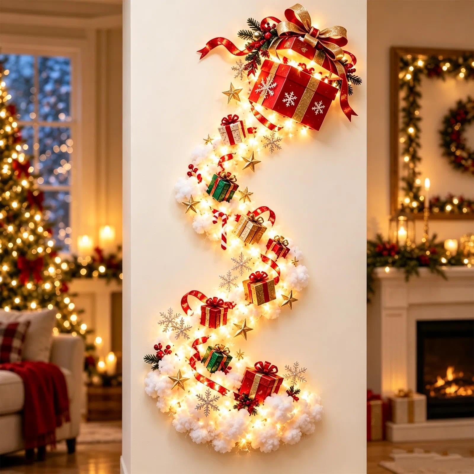 Christmas Magic Trail Wall Light, LED Cascading Christmas Wall Decor