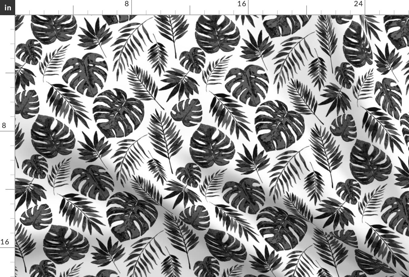 Spoonflower Fabric - Tropical Leaves Black White Monstera Paradise Printed on Minky Fabric by The Yard - Sewing Baby Blankets Quilt Backing Plush