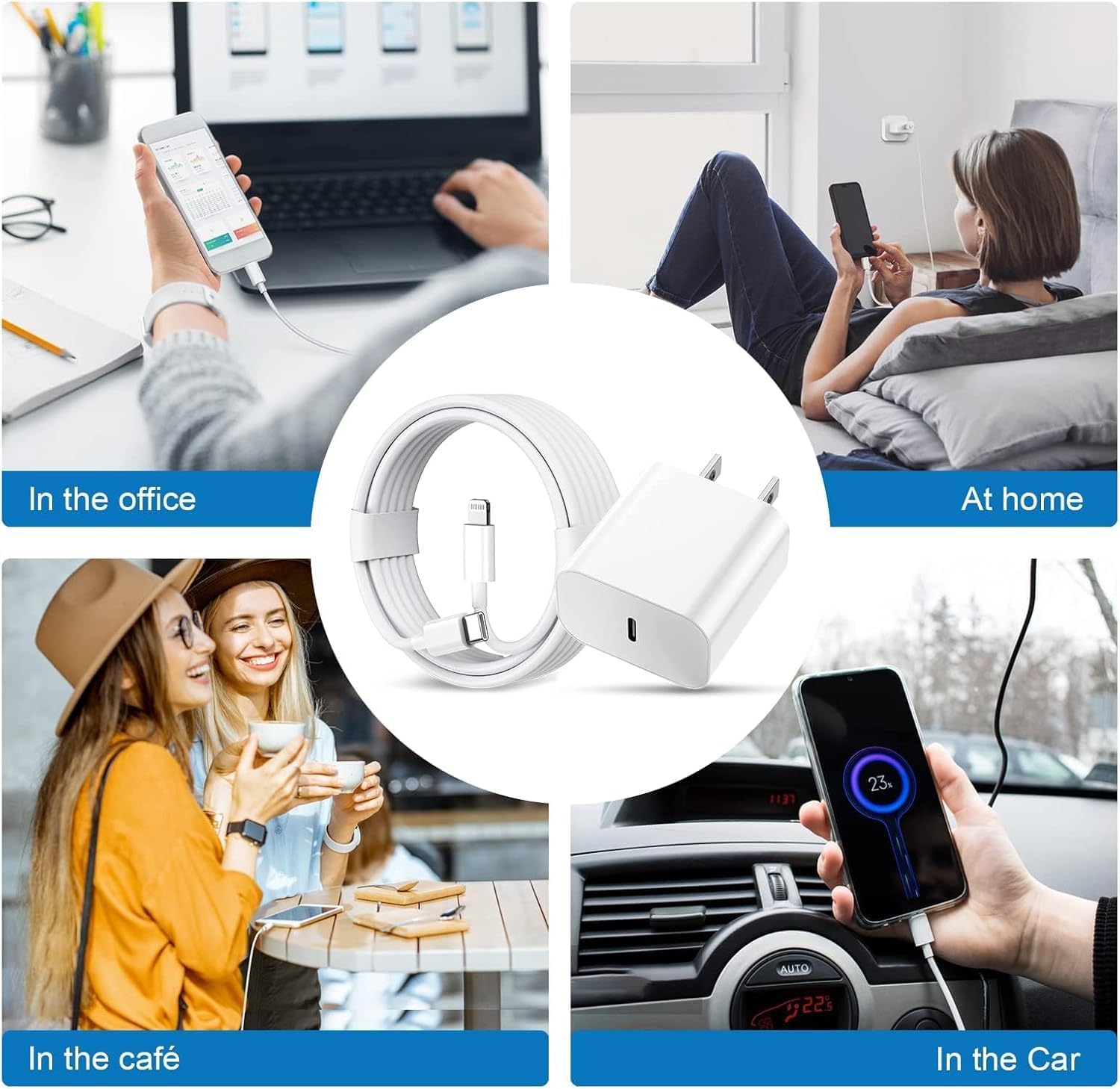 iPad Fast Charger, 2-Pack Apple Certified 20W USB C Fast Wall Charger Block with 6.6FT USB C to Lightning Cable for iPad 9th/8th/7th/6th/5th Generation, iPad Air 3/2, iPad mini 5/4/3, iPad Pro, iPhone