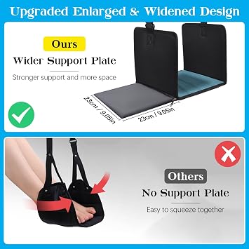 Mikiwon Airplane Foot Hammock, Raised Expanded and Thickened Airplane Stand, Portable Footrest with Chipboard Support, Portable Footrest for Air Travel to Relax Your Feet