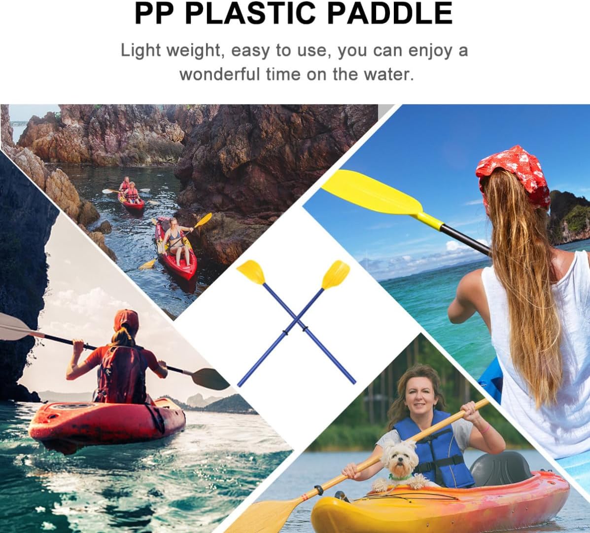 Cabilock Detachable Kayak Paddle Oars for Canoeing and Competitions, Lightweight Plastic Boat Paddle with Adjustable Length and Easy to Carry Design, Blue Color with Smooth Surface and Fine