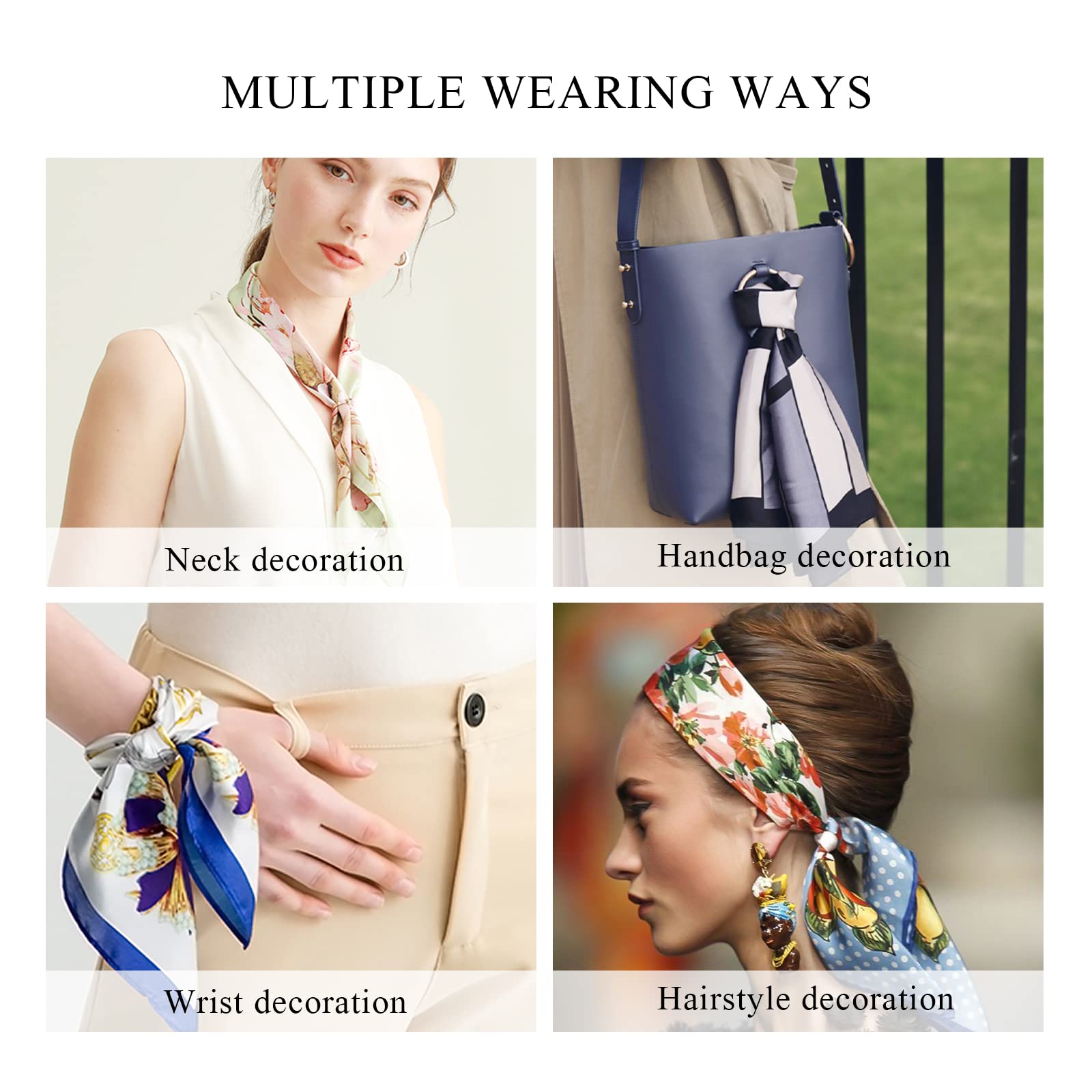 ALANIZ Bufandas de mujer, bufandas de seda, bufandas cuadradas for mujer, bufanda pequeña de satén con estampado geométrico de cachemira, pañuelo for el cuello, bandanas, banda for el cabello
