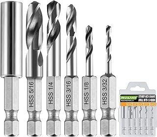 Stubby HSS Drill Bits for Metal, Quick Change Hex Shank Drill Bit Set & Magnetic 1/4 Bit Holder, Cobalt Drill Bits for Steel Plate Impact Driver, Brocas para Metal, 1/8 3/16 3/32 1/4 5/16