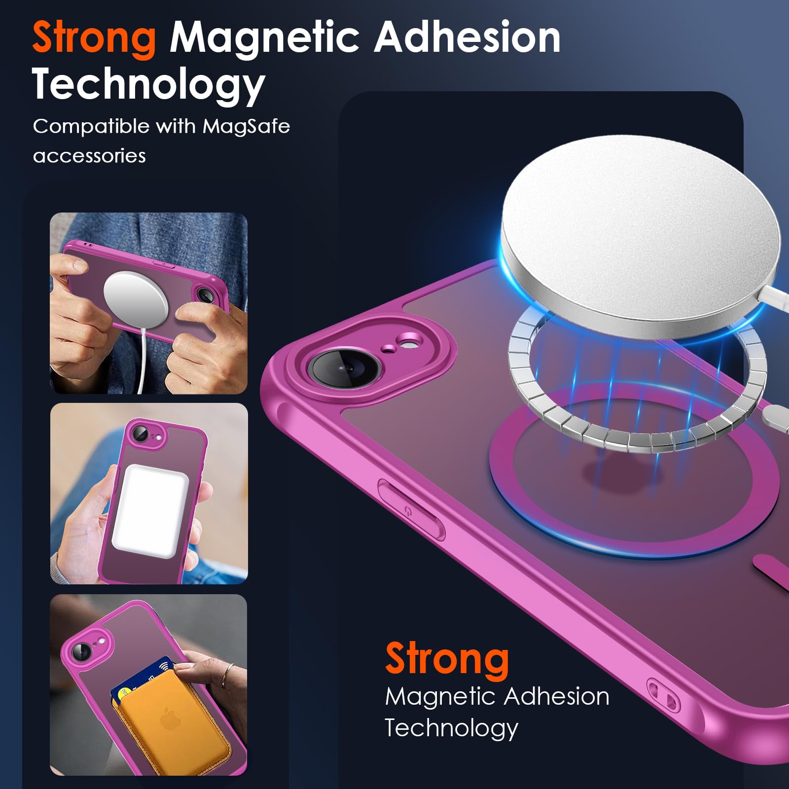 iVoler Cover Magnetica per iPhone 16e 6.1 Pollici, [Compatibile con MagSafe] [Protezione Antiurto di Grado Militare] Custodia Traslucida Opaca Posteriore Sottile Case, Rosa