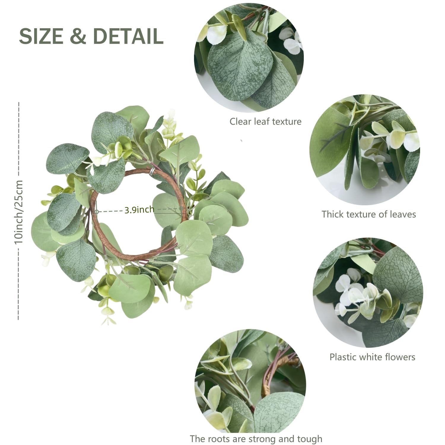 Grote steeneik/eucalyptus krans 45 cm - Sfeer & Zen