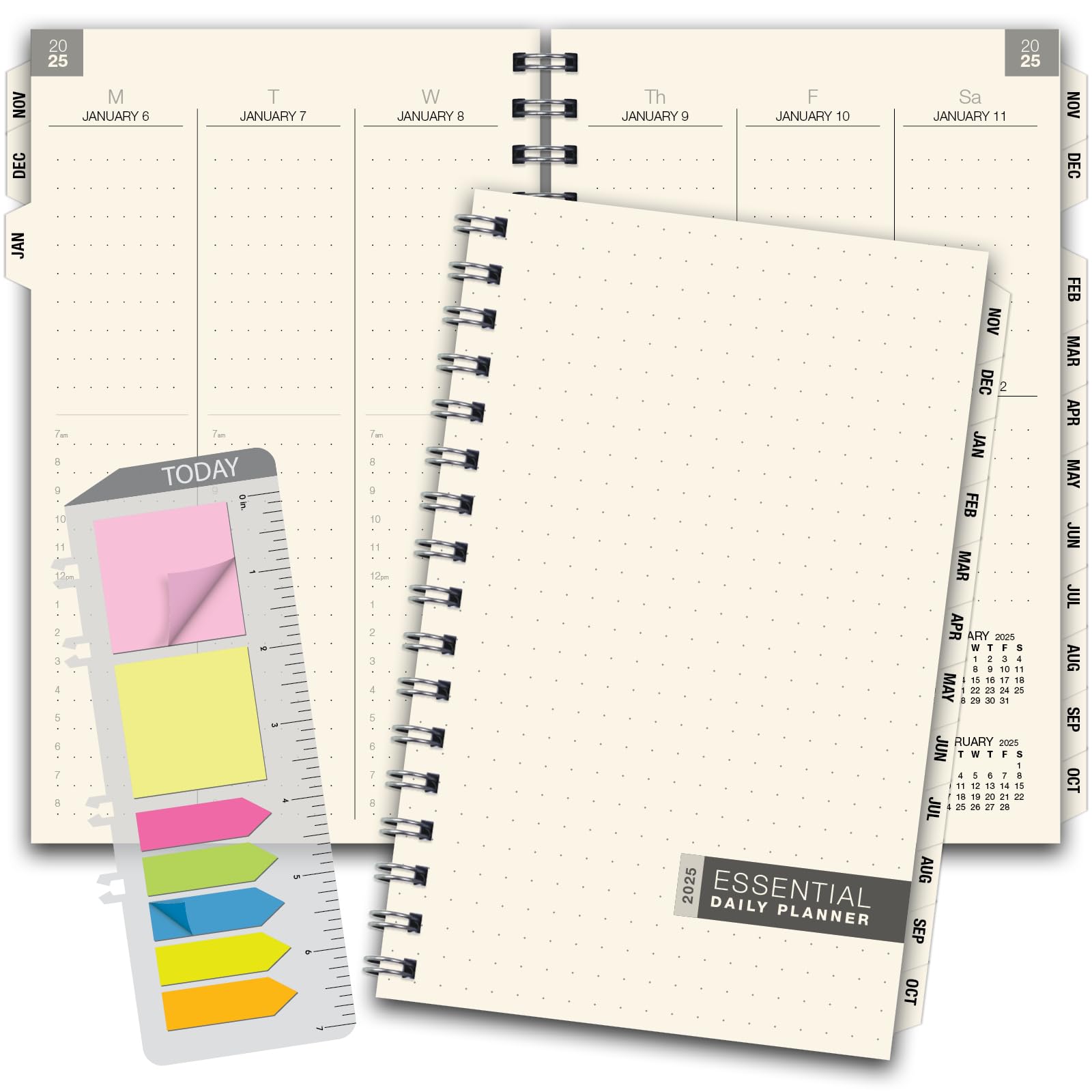 ESSENTIAL 2025 Monthly & Weekly Planner with Tabs, 5"x8": 14 Months (November 2024 - December 2025), Professional, Simple, Easy-to-Use Design and