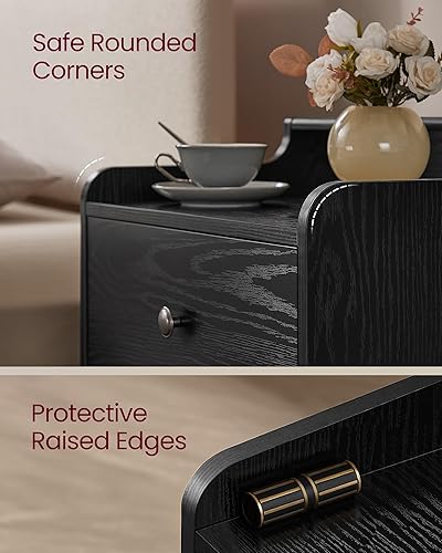 Miniatura 6 de VASAGLE Mesitas de noche, Juego de 2, Mesitas de noche con cajones ocultos, Mesas auxiliares de mediados de siglo con patas de madera maciza, para