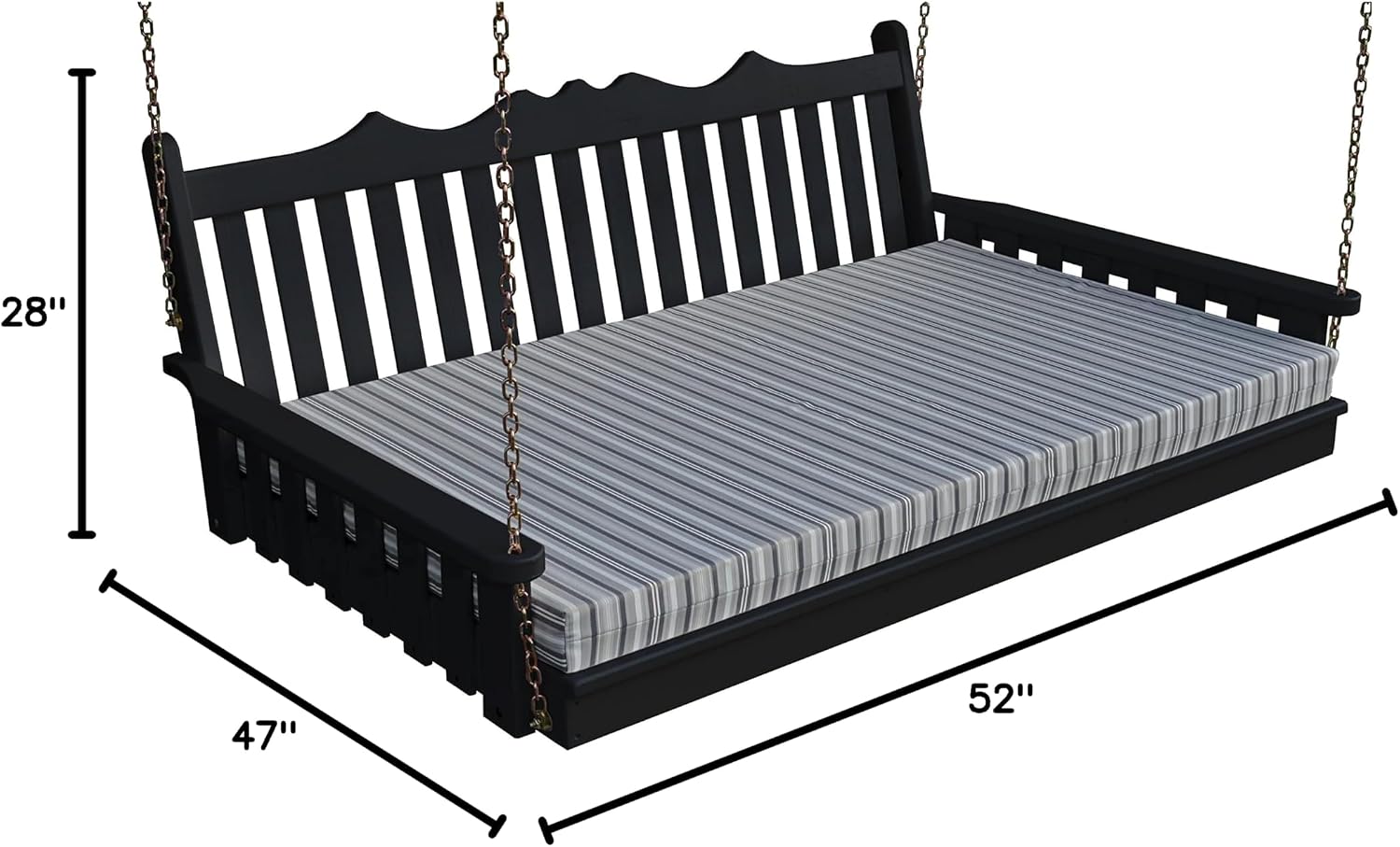 Furniture Barn USA- Royal English Garden Swingbed, Pine 4 ft - Painted Black