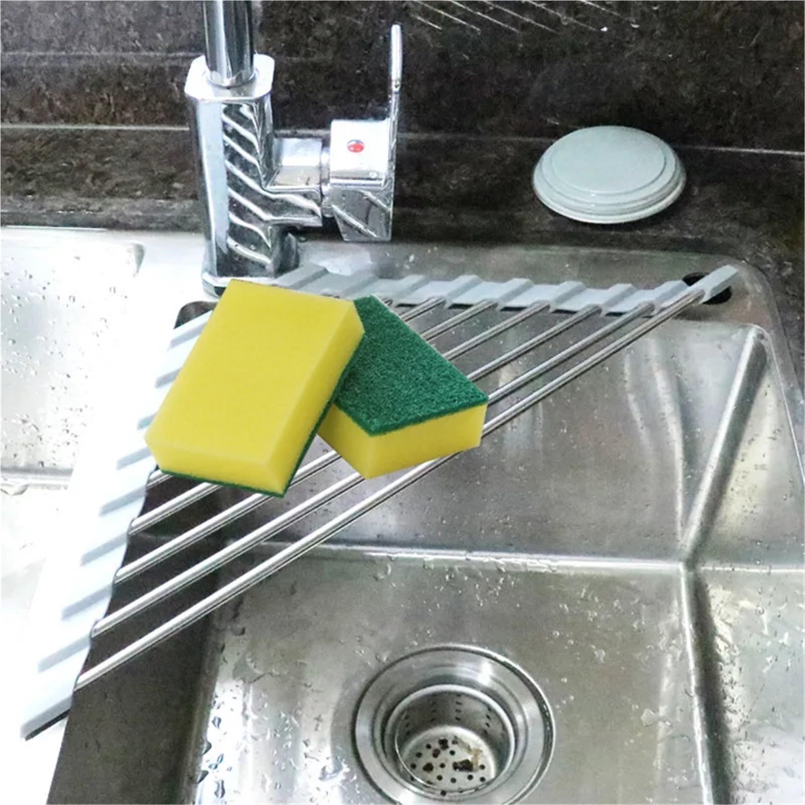 Escurridor for Fregadero, Rejilla for escurrir for, escurridor Enrollable, Estante for secar Platos sobre el, for Accesorios de Cocina para Cocina(Black)