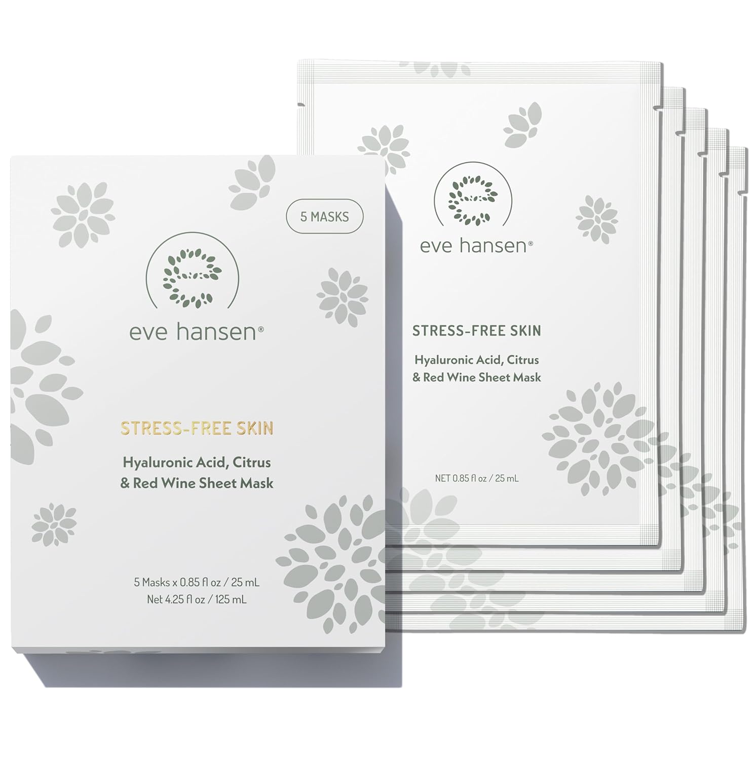 Eve Hansen Sheet Masks Set | Collagen and Hydrating Face Mask Sheet with Hyaluronic Acid, Red Wine Extract | 10x