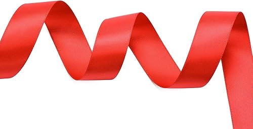 Miniatura 3 de YAMA Cinta de satén de doble cara, 78 pulgadas, 25 yardas para envolver regalos, color rojo