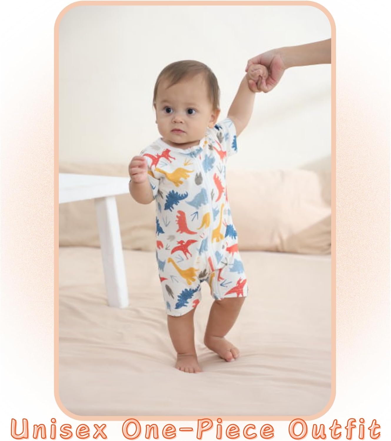 Unisex Summer Trendy 2-Pack Rompers Short Sleeve Zipped Bodysuit Infant Cotton Outfits - Image 7