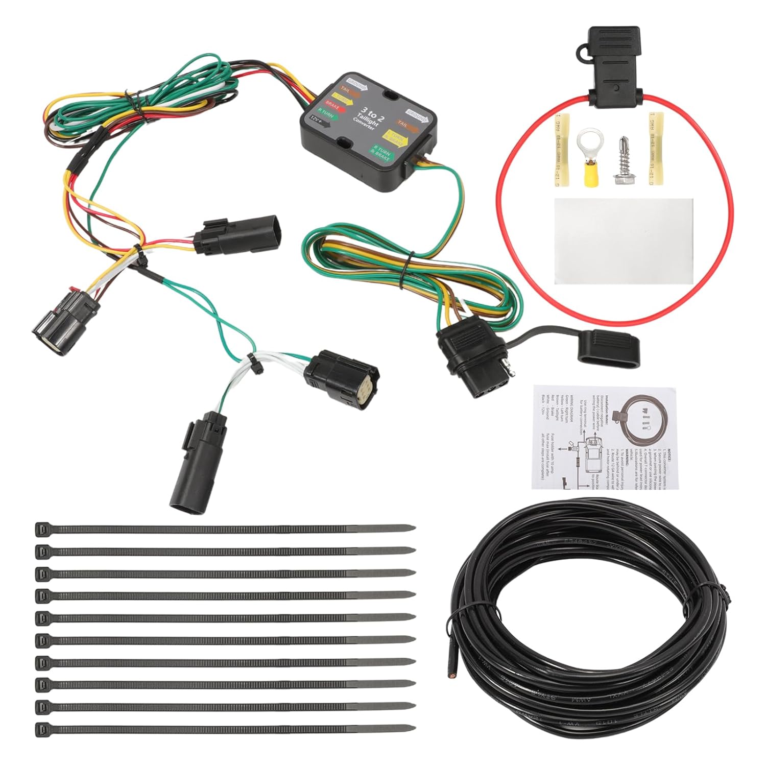 4 Way Trailer Wiring Harness Flat Output 56120 Compatible with 2011-2014 Edge Limited SE SEL Sport, 4 Pin Towing Hitch Trailer Wire