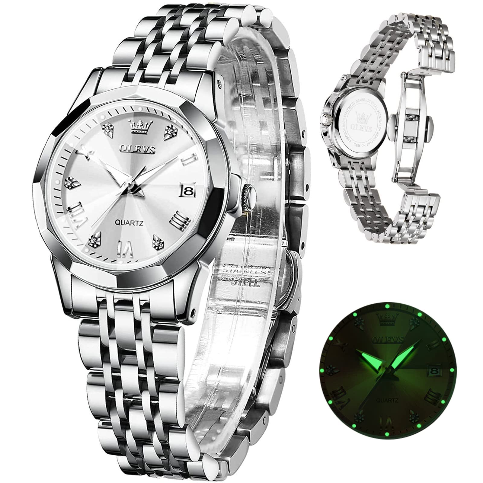 OLEVS Women's Wrist Watches, Small Wrist Stainless Steel Watch for Women, Fashion Dress Analog Quartz Ladies Watch