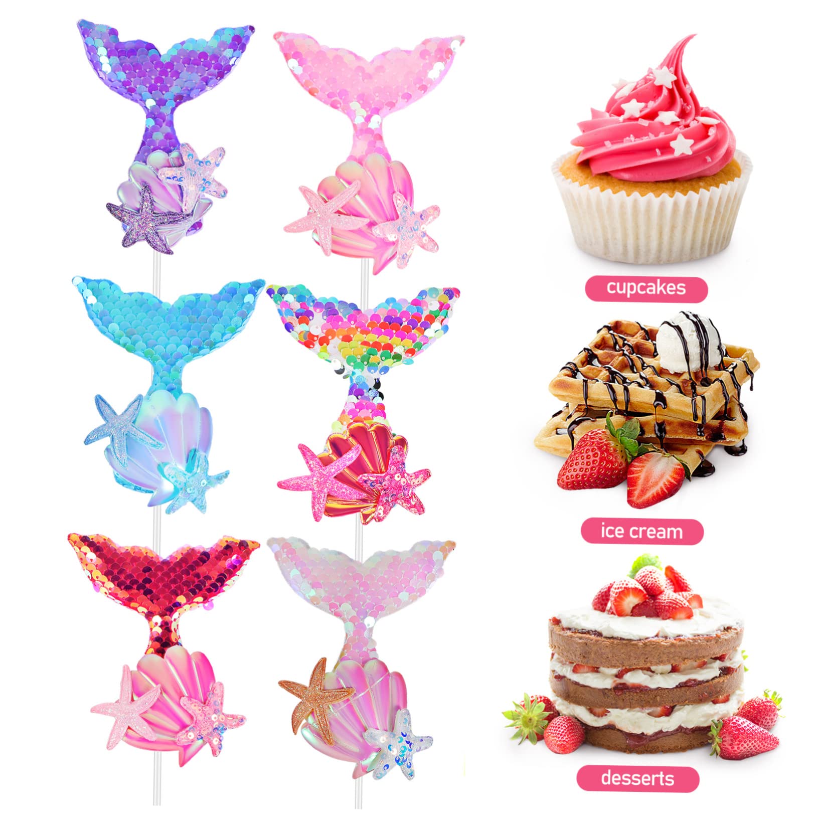 HEMOTON 30pezzi Topper Per Torta Paillettes Decorazioni Per Cupcake Compleanno e Shower