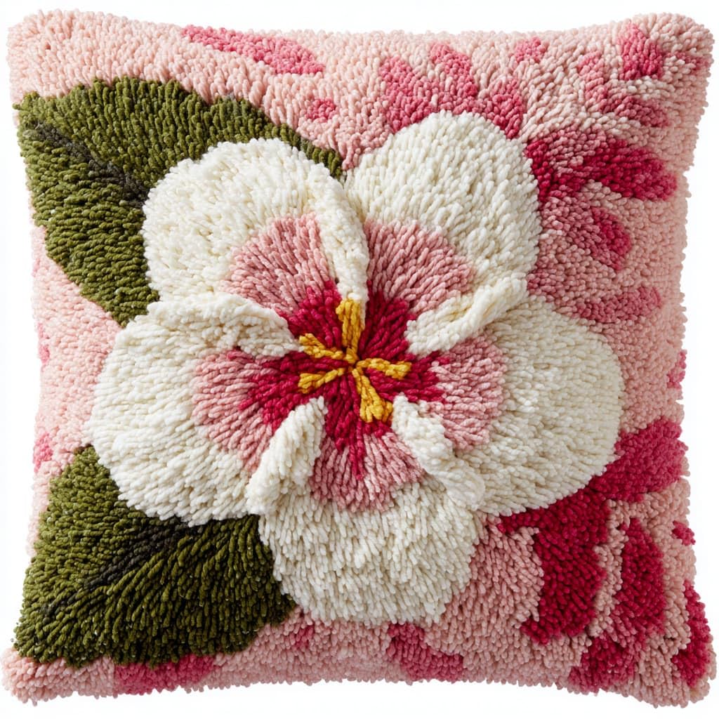 WallustrioaW DIY Latch Hook Cushion Kits,Frangipani