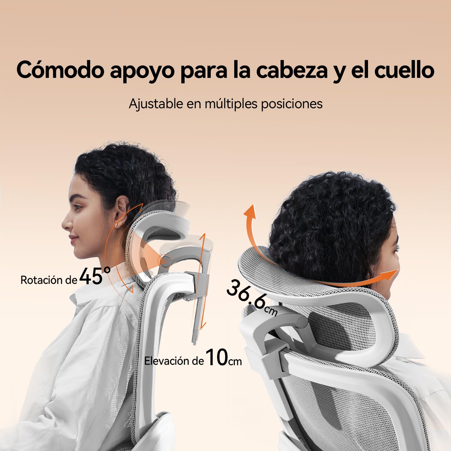 SIHOO Silla de Oficina ergonómica B100, cómoda Silla de Escritorio con Soporte Lumbar dinámico adaptativo, Silla de computadora con reposacabezas, reposabrazos abatibles (Blanca sin reposapiés)