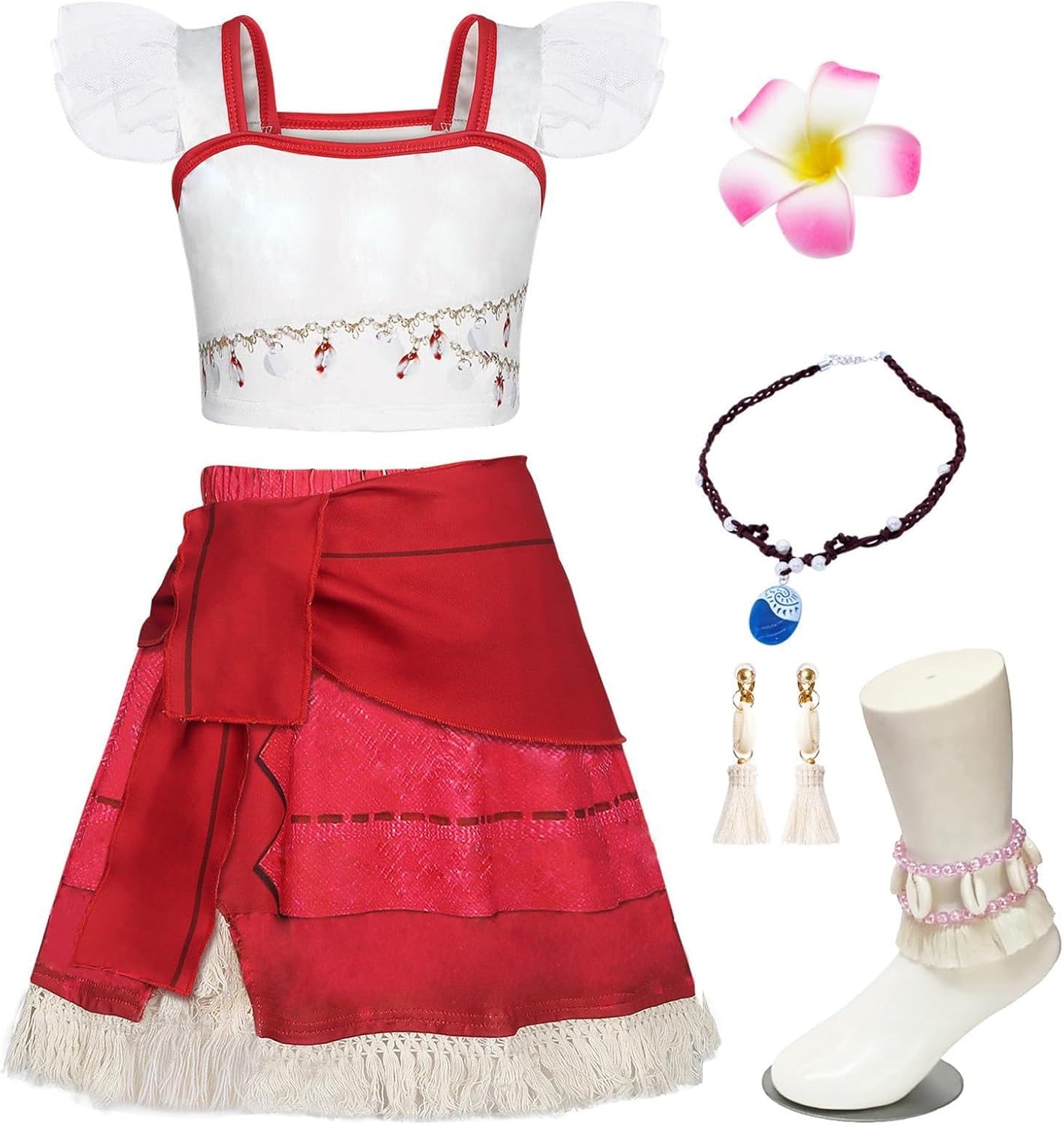 WonderBabe Girls Adventure Outfit Princess Lace Ruffle Sleeve Dress The Little Sister Birthday Fancy Dress Up Costume