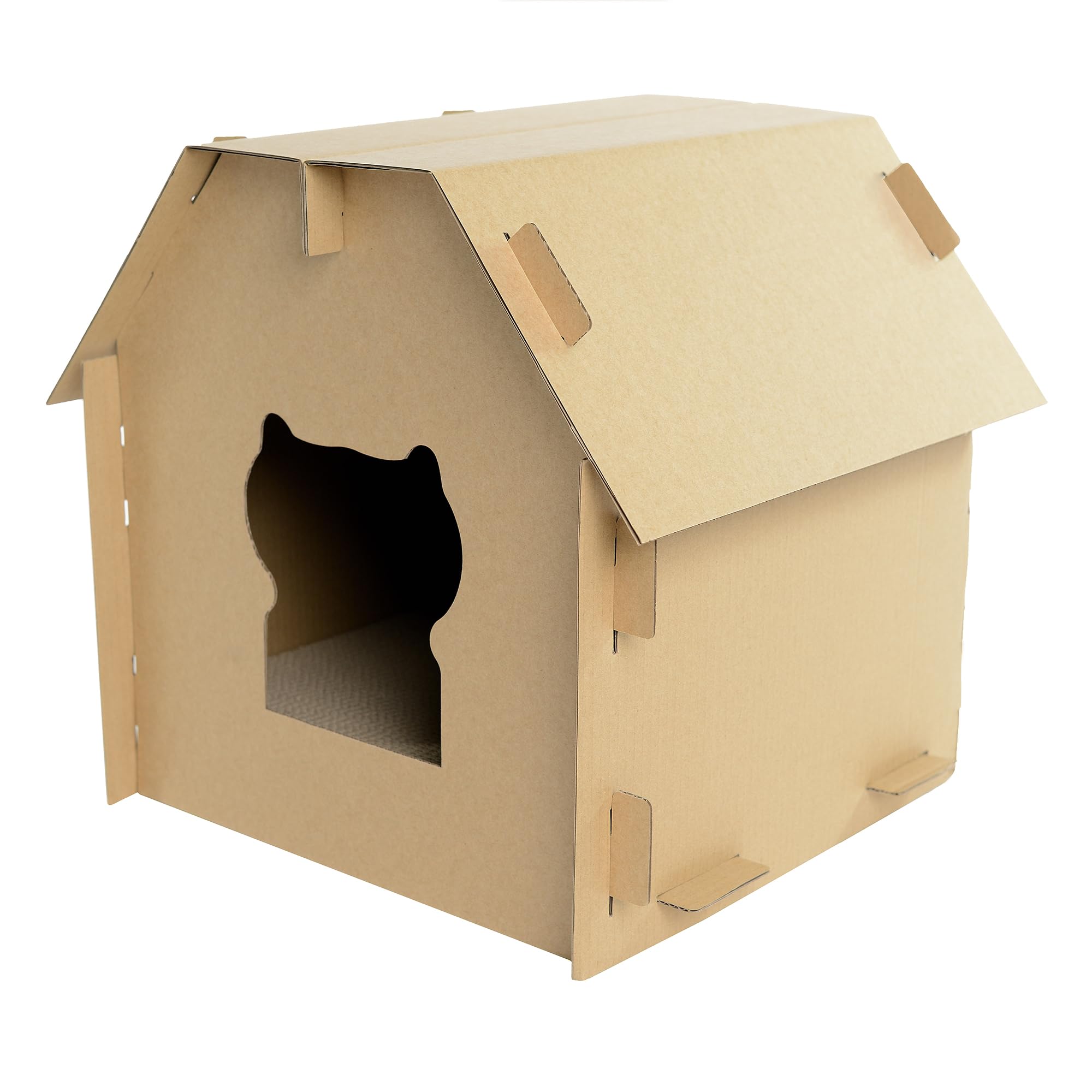 Mansion de Carton para Gatos Casa de Carton para Gato Rascador Espectacular casa para Montar Escondite Corrugado