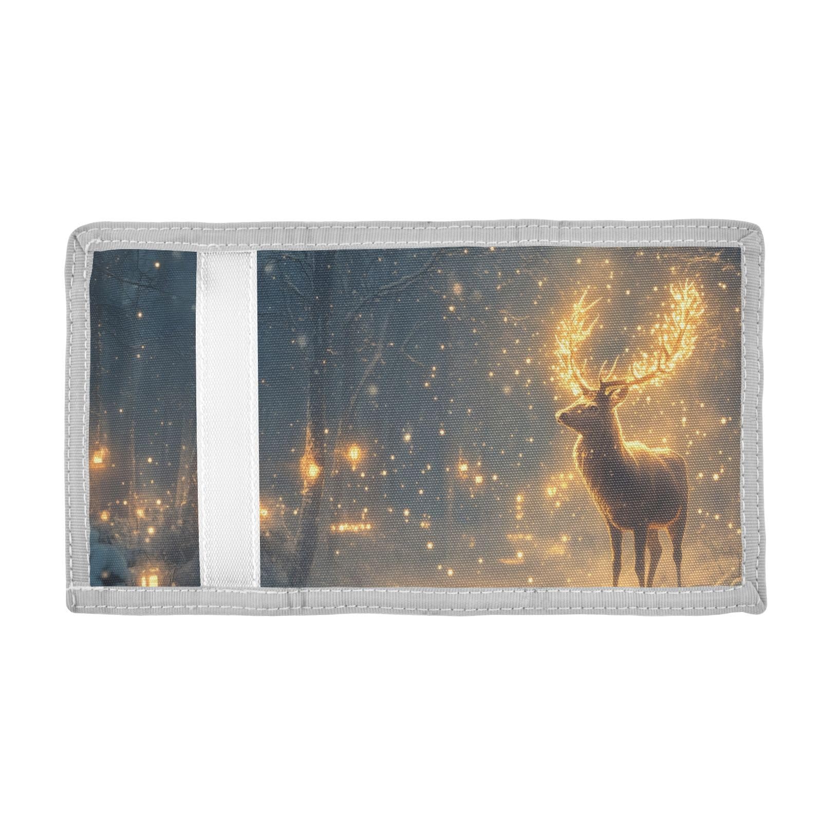 FOLIOSA Kids Wallet for Boys Girls Deer Fantastic Print Youth Wallet with Zipper Pocket Card Holders, Novelty Wallet 4.9×2.9 in