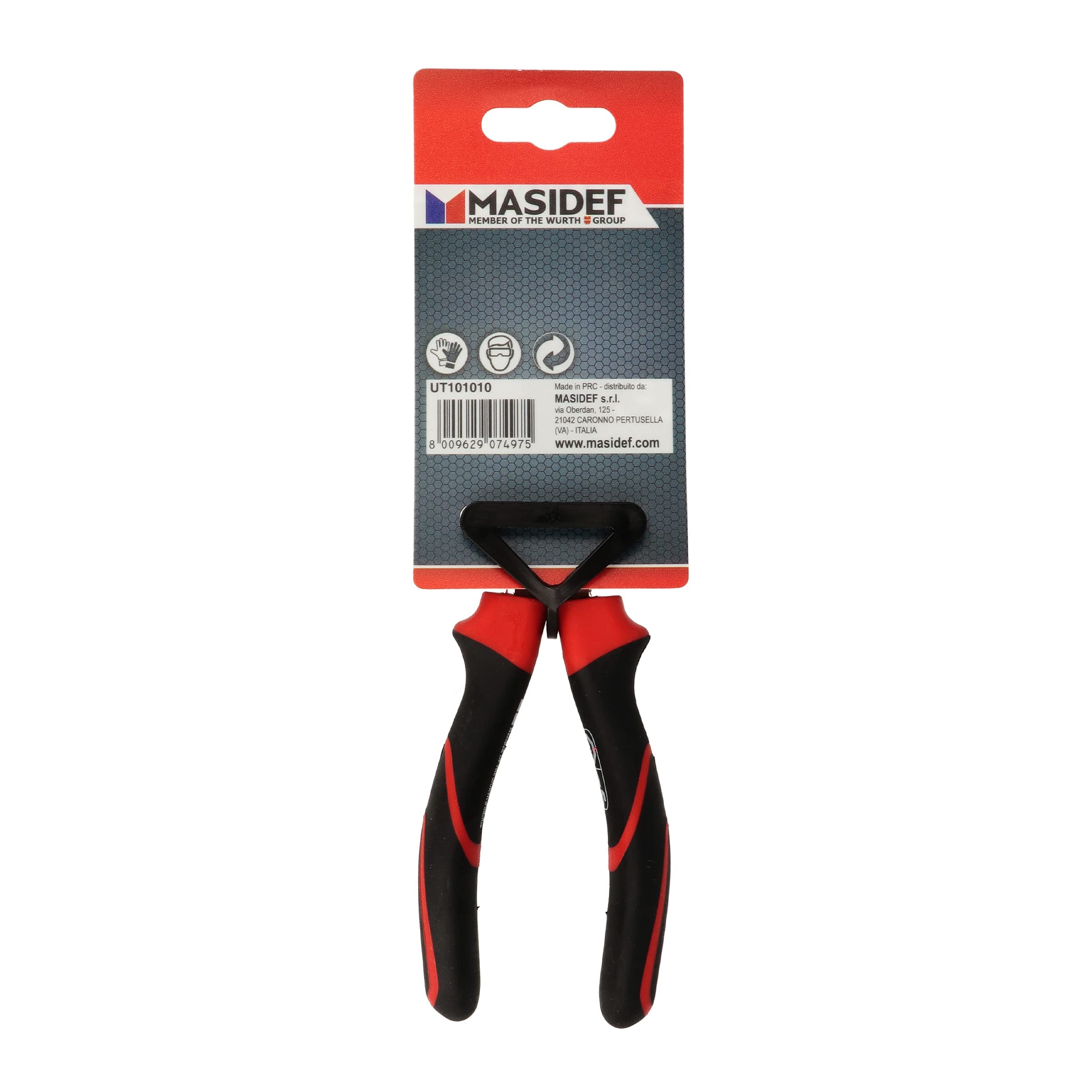 Masidef: Member of the Würth Group UT101010 - Alicates de punta semicircular, rectos de cromo vanadio, 200 mm, multicolor