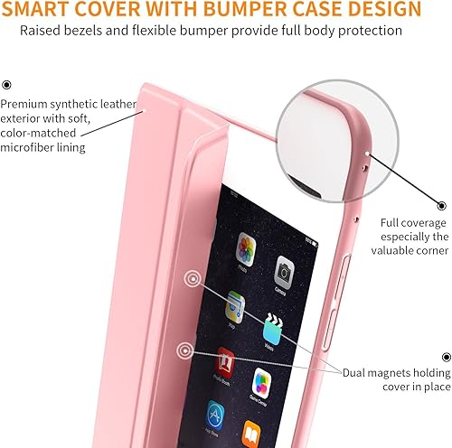 Miniatura 61 de DTTO Funda para iPad Mini de 5ª generación y iPad Mini 4, ultra delgada y ligera, con cubierta trasera de TPU suave, apagado y encendido automático