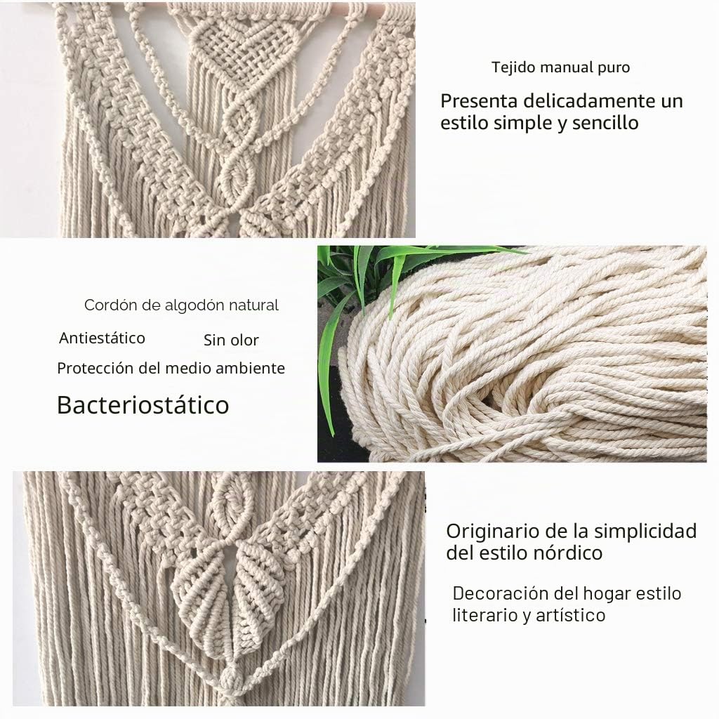 ZNKZJ Macrame colgante de pared grande hecho a mano cuerda de algodón tapiz de pared tejido Boho Chic decoración del hogar para la boda sala de estar dormitorio regalos perfectos,Beige-140x110cm