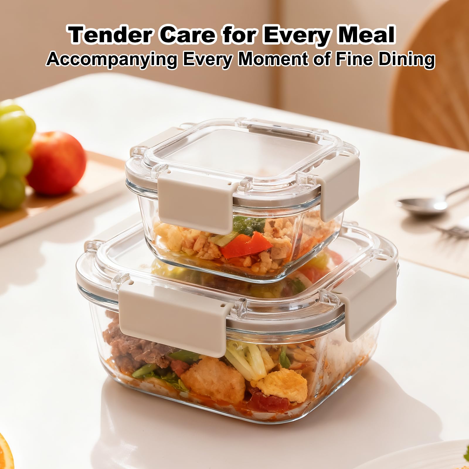 Set 24 Contenitori Vetro per Alimenti (12 contenitori 12 coperchi)- Meal Prep Contenitoris con Coperchio - Contenitori per Frigorifero