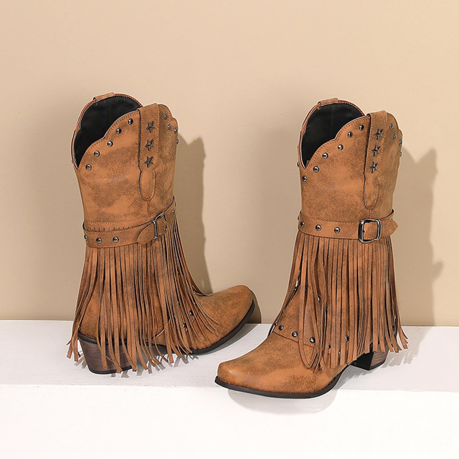 Stivali da Pioggia Donna Moda Lunghi con Cerniera Laterale E Lacci con Motivo Stampato Giardino Impermeabili Stivali Western Generisch Stivaletti da in Pelle Antiscivolo Invernali Scarpe da