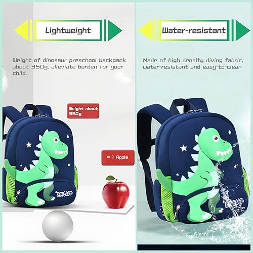 Miniatura 4 de Mochila de dinosaurio antipérdida para niños y niñas con correa de seguridad, B-azul+verde oscuro, Mochilas Daypack