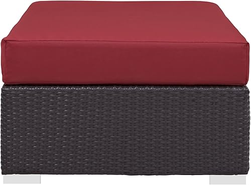 Vista 50 de Modway EEI-1911-EXP-ORA Convene - Muebles otomanos cuadrados de tela para patio, muebles de exterior, color naranja espresso Espresso Naranja