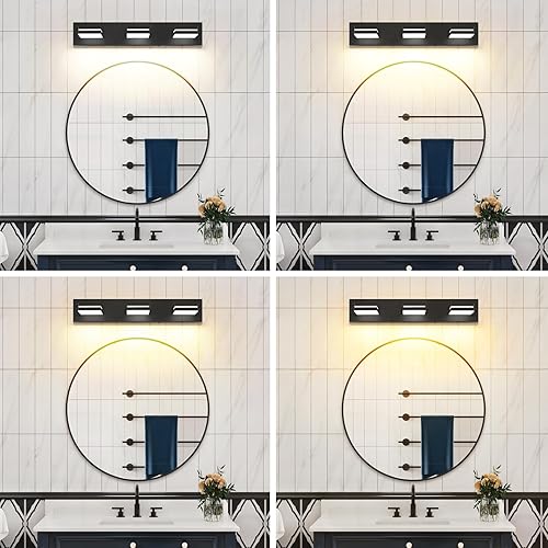 Miniatura 8 de Accesorios de iluminación de tocador de baño sobre espejo (3 luces, 5CCT, regulable) modernos accesorios de iluminación LED de pared de baño, negro