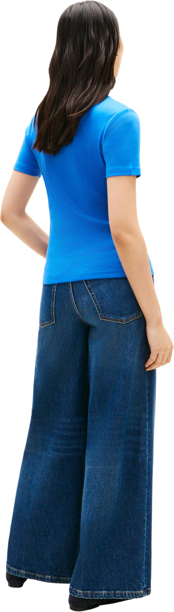 Tommy Hilfiger Damen T-Shirt Kurzarm New Slim Cody mit V-Ausschnitt, Blau (Blue Orbit), L – Ansicht 2